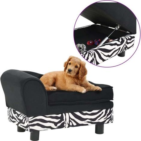 Canapé pour chien, Lit pour animal, Fauteuil pour chien Noir 57x34x36 cm Peluche MJU3221 (1/5)