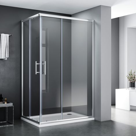 SONNI Cabinas de Ducha 120x80cm Negro Mampara Esquinera Puertas Correderas Entrada Esquina (1/5)