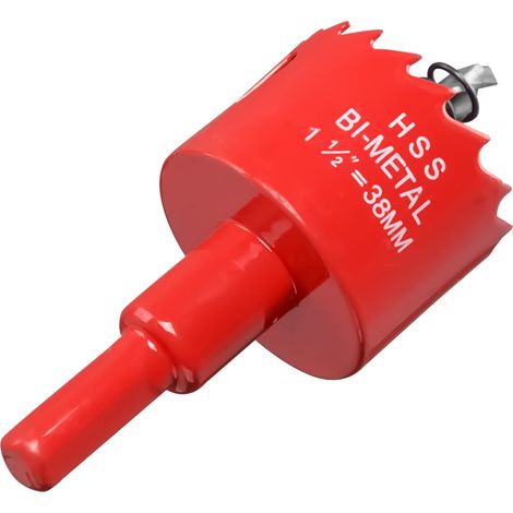 Scie Cloche Bi-métal 38 mm, M42 HSS Bimétallique Scie Trèpan avec Foret de Centrage pour Robuste Perceuse à Percer pour Fer, Aluminium, Bois, Cloison Sèche, Tuyau, Panneau de Fibres de Bois/Rouge (1/5)