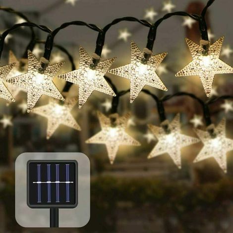 Guirlande Lumineuse Solaire - 7 M - 50 Ampoules - Étoiles - Étanche IP66 - Pour Jardin Terrasse Balcon Mariage Fête Extérieur - Jaune (1/5)