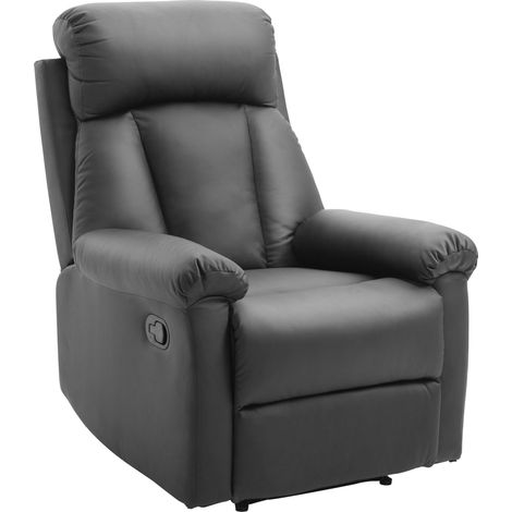 Poltrona Relax Reclinabile Imbottita Ergonomica con Poggiapiedi Pelle PU 80 x 97 x 107cm Nero