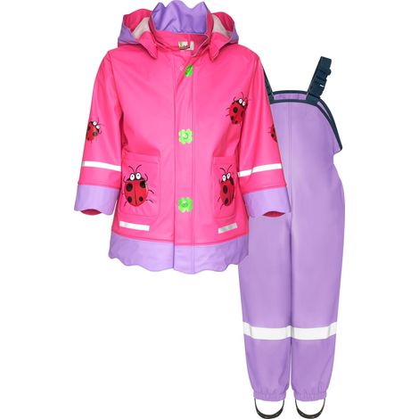 Playshoes Tuta impermeabile in due pezzi, Scarabeo portafortuna lilla, 128 (1/5)