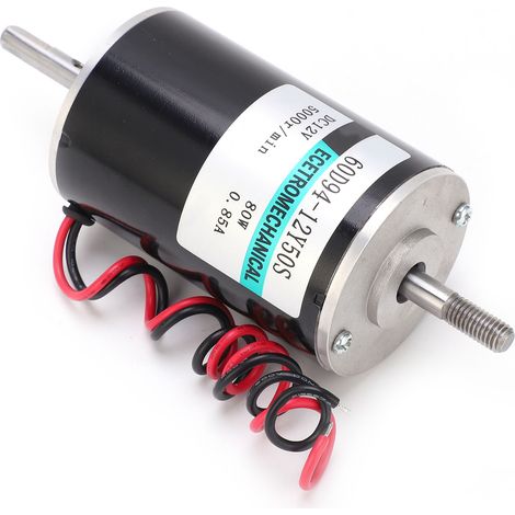 Moteur DC 80W à double arbre, régulation de vitesse 12V, rotation CW/CCW, modèle XD60D9412Y50S sans support (1/5)