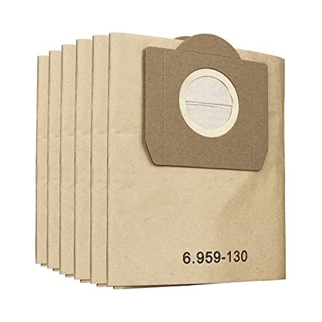 Ensemble de 6 sacs filtrants en papier pour aspirateur eau et poussière Karcher WD3 et nettoyeur de tapis SE 4001 - remplace la pièce numéro 6.959-130.0 (1/5)