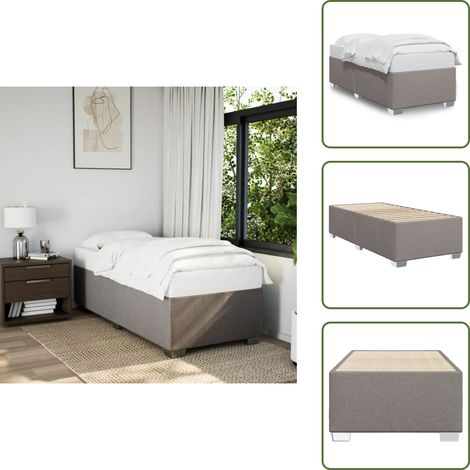 The Living Store Cadre de lit sans matelas taupe 100x200 cm tissu - Cadre De Lit - Lit Double - Literie - Sommier - Meuble Chambre (1/5)