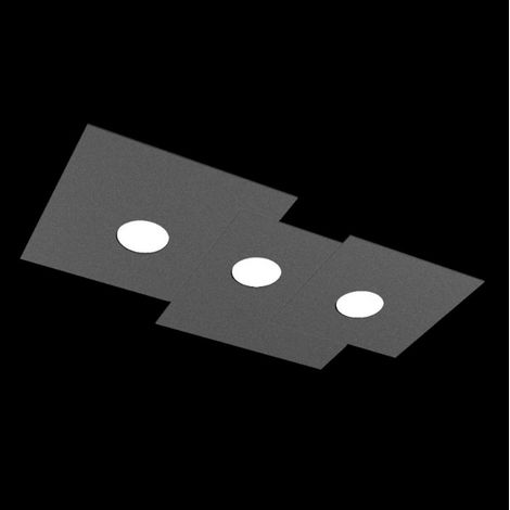 Plafoniera moderna top light plate 1129 pl3 r gx53 led metallo lampada soffitto, finitura metallo antracite