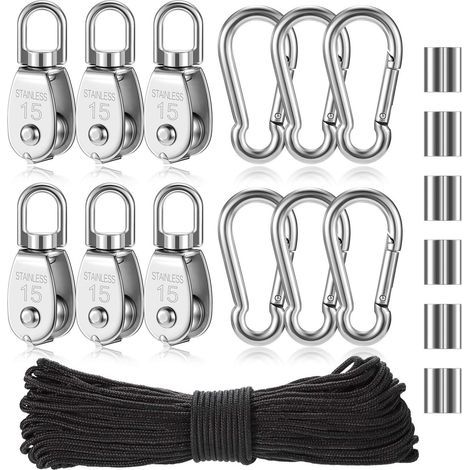 Poulie de levage en acier inoxydable 304 – Capacité élevée – Rotation 360° – Pour équipements de camping et alpinisme (1/5)