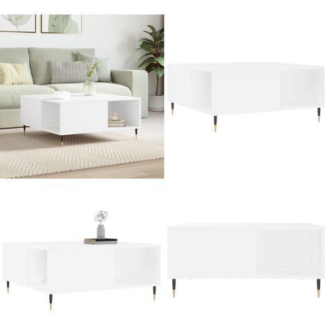 Mesa de centro madera contrachapada blanco 80x80x36,5 cm - Mesa de centro de madera - Mesa de centro blanca