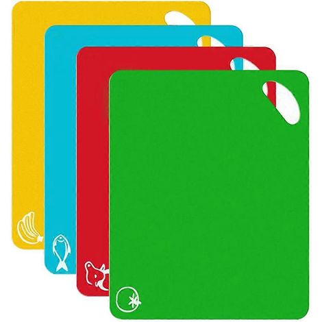 Ensemble de 4 pièces d'outils de cuisine : planche à découper en plastique pour la viande et les fruits.-38x30.5cm-Colorful