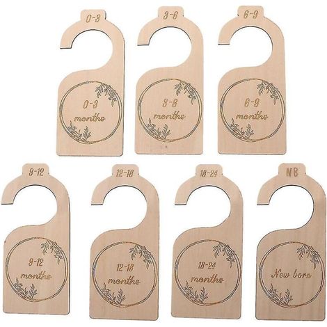 Lot de 7 séparateurs de taille pour armoire de bébé, organisateurs en bois pour armoire de bébé, de la naissance à 24 mois, pour vêtements de bébé à la maison - 3 (1/5)