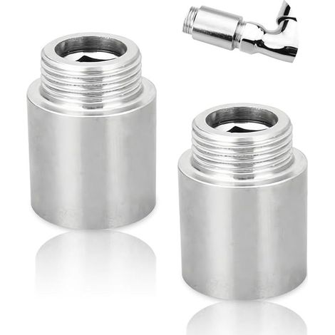 Lot de 2 rallonges de robinet 1/2" x 30 mm, 1/2" IG x 1/2" AG, DN15, rallonge de raccord en acier inoxydable de 30 mm, rallonge de raccordement pour installation de chauffage et d'eau potable (1/5)