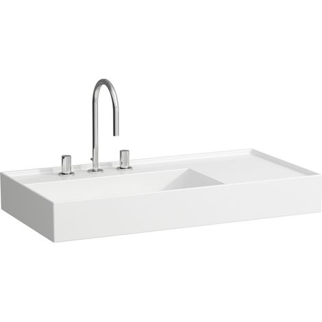 LAUFEN Kartell lavabo sobre encimera, repisa derecha, 2 agujeros