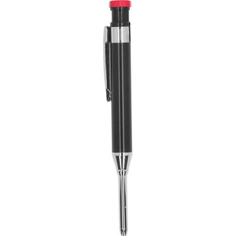 Matita meccanica da carpentiere per impieghi gravosi con temperamatite a punta lunga e foro profondo, ideale per lavori di falegnameria e edilizia. Colore nero. (1/4)