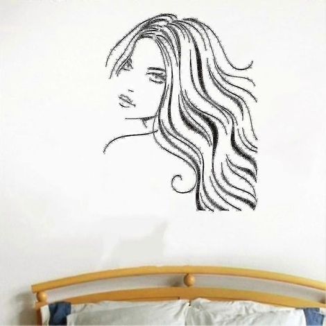 Sticker mural amovible « Beauté des cheveux longs » - Papier peint pour salon de coiffure - Fresque murale créative (1/4)
