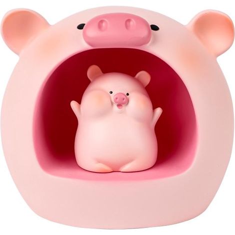Décoration de table, veilleuse étoile en forme de cochon rose, artisanat en résine pour anniversaire (ouvrez vos mains) (1/5)