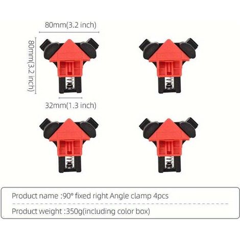 4pcs 90 Degrés Pinces D'angle Menuiserie Coin Clip, Pince D'angle Fixer Clip Outil Avec Outils à Main Réglables (1/4)