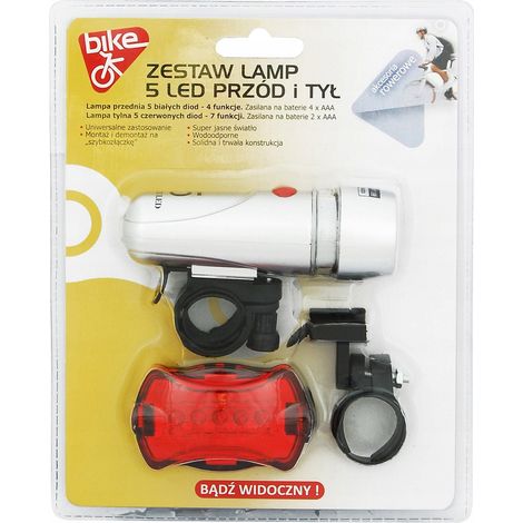 Juego de 5 luces LED delanteras y traseras para bicicleta