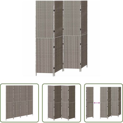Poly-Rattan - Raumteiler Grau 195 x 180 cm Poly-Rattan (1/5)