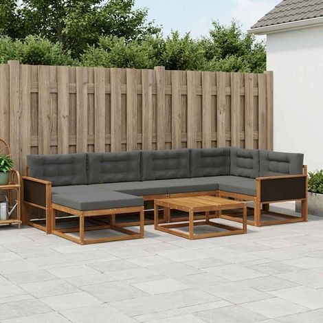 vidaXL Outdoor-Sofagarnitur mit Kissen 7 pcs Natur und Anthrazit (1/5)
