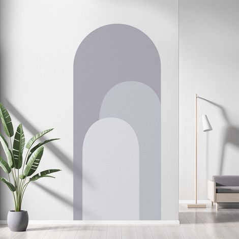SIENTICE Bohemian Arch Wandtattoo, 2 Stück selbstklebende, abnehmbare Wandaufkleber für Kopfteile, 40 cm x 180 cm, Grau.