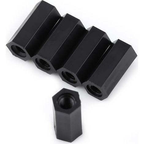 100 entretoises filetées hexagonales noires PA66 M3 femelle x M3 femelle (M312) (1/5)