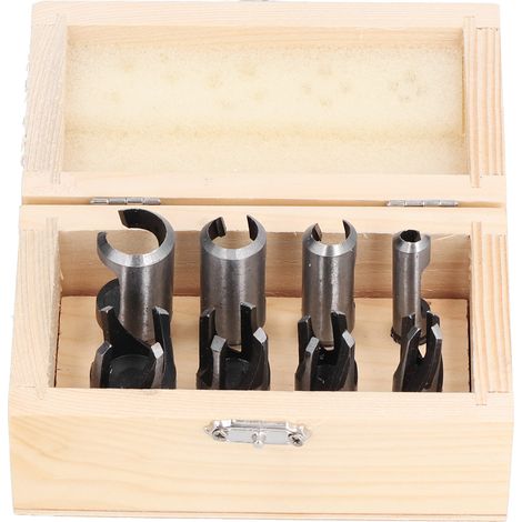 Lot de 8 forets à bouchon en acier carbone, droits et coniques, outils de perçage pour menuiserie (1/5)