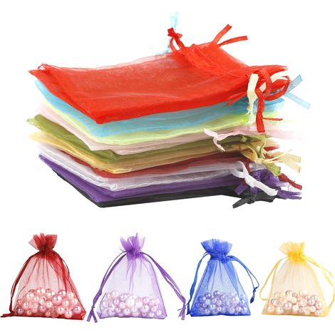 100 Pièces Sachet Organza Multicolore 8x10cm - Pochette Bijoux