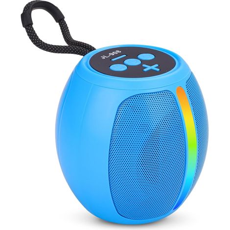 Enceinte Bluetooth Portable Ball Shape Speaker sans Fil, Design Sphérique 5 Modes Lumineux LED, Rechargeable Autonomie 16h, Haut Parleur, Puissance 10W, Port Micro SD+ USB-A, Bleu (1/5)