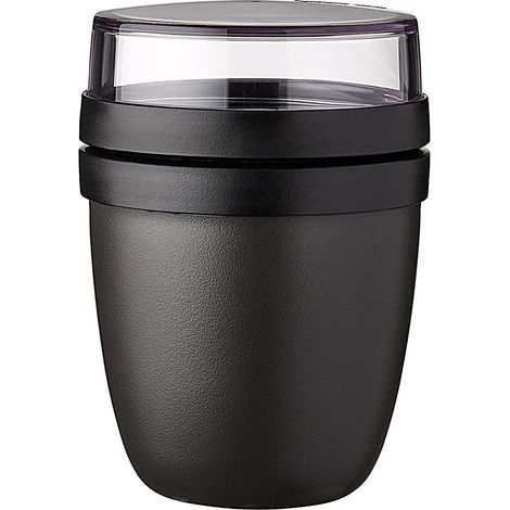 bol muesli a emporter - Mini - Pratique comme Pot de Yaourt et de Muesli - Compartiments Séparés - Convient au Congélateur, au Micro-ondes et au Lave-vaisselle - 300 ml + 120 - Nordic black (1/5)