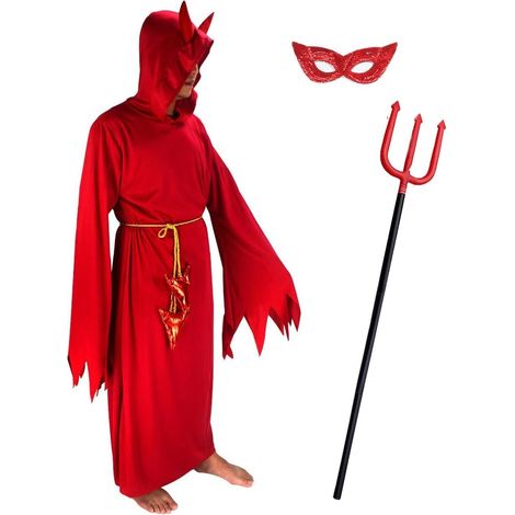 Robe diable rouge à capuche angulaire pour homme - Déguisement pour Halloween, fête de Pâques,Cosplay (1/5)
