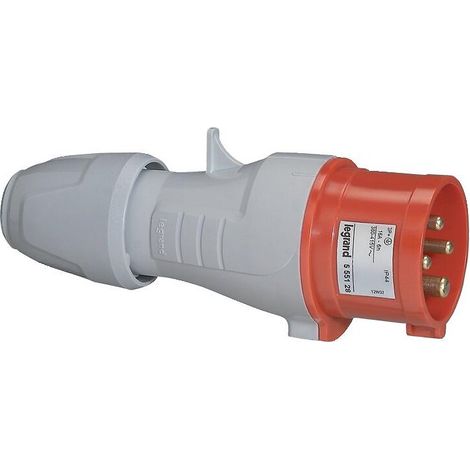 Legrand – Fiche électrique mobile droite P17 16A 380-415V 3P+N+T – IP44 pour chantiers – Raccord à vis – 555129 (1/6)