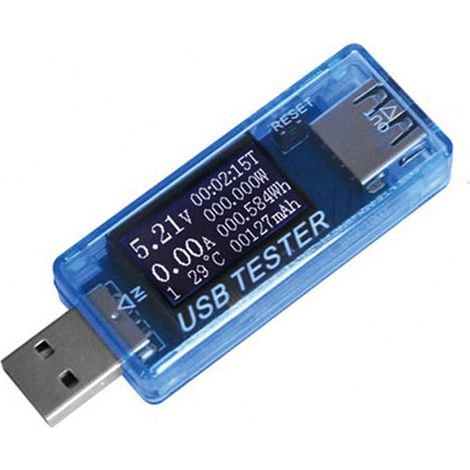 Testeur USB tension courant capacité chronométrage puissance Wh température affichage voltmètre bleu (1/5)