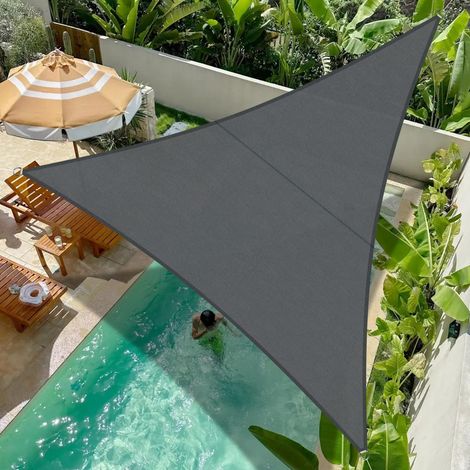 Cool Area Voile d'ombrage Triangle 4x4x4m Imperméable Toile Ombrage 95% UV Protection pour Patio Balcon Jardin Terrasse Extérieur-Antracite (1/5)