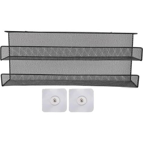Panier de rangement en fer à double couche pour sous les bureaux, multiprises, gestion des câbles et compartiments de rangement