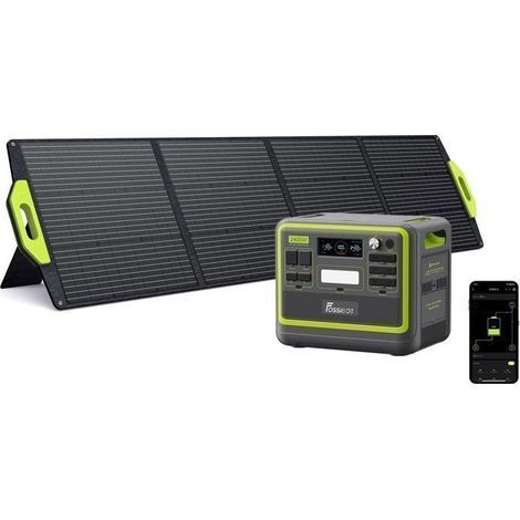 FOSSIBOT F2400 LiFePO4 2048Wh 2400W Generador Eléctrico Portátil + 200W Paneles Solares - 220V Central Eléctrica XT90 Camp RV