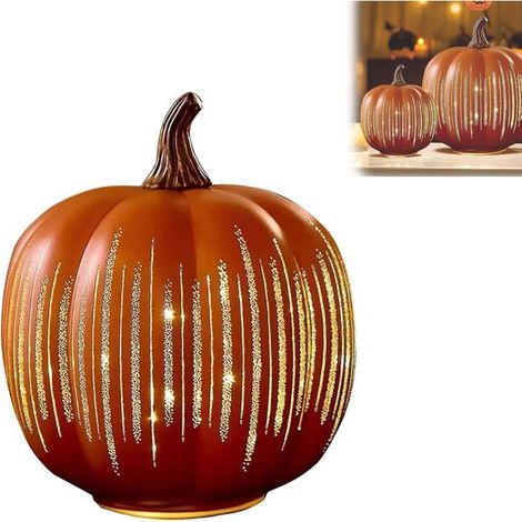 KLVGTIFS PU - Citrouille Lumineuse Étoilée LED - Décoration Halloween avec Minuterie, Halloween Pumpkin Nights Light Lanterne Résine (Orange S)