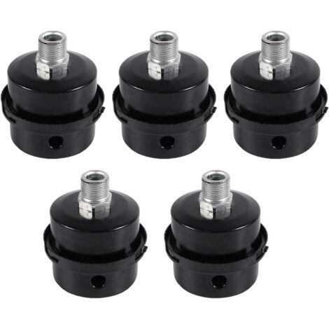 Compresseur d'air Filtre Silencieux,5 Pcs Male Filetage Metal Coque Filtre Silencieux Noir en Métal pour Compresseur d'air (16mm) (1/5)
