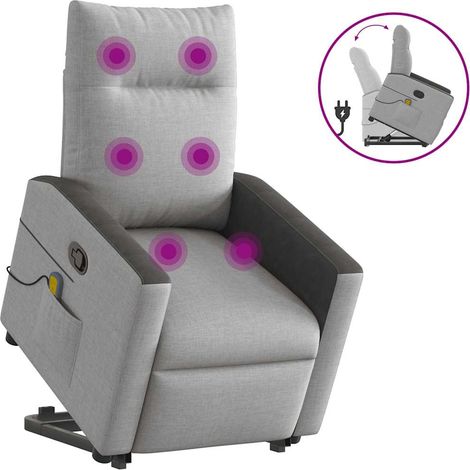 Maison Exclusive - Poltrona Alzapersona Massaggi Reclinabile Grigio Nuvola Tessuto