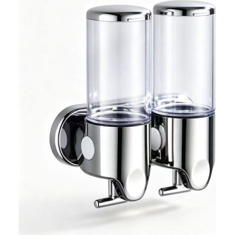 Distributeur de savon mural 1000 ml – Fabriqué en ABS transparent et en acier inoxydable – Fixation par simple pression – Convient aux salles de bains et aux cuisines (1/5)