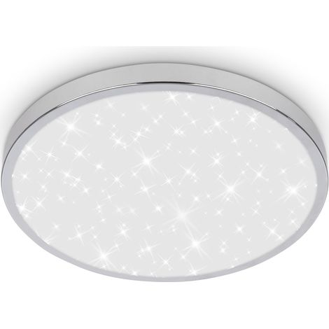 Plafonnier LED salle de bain avec lumière indirecte, IP44 protection contre les éclaboussures, couleur de lumière blanche chaude, plafonnier led, plafonnier cuisine, 24 x 6 cm, chrome (1/5)