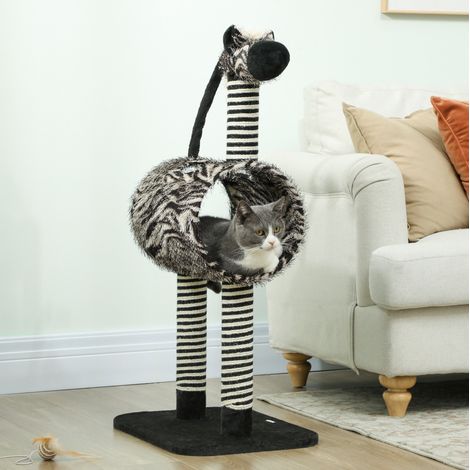 Arbre a chat zebre avec tunnel, 93 cm, noir HAVRYA (1/3)