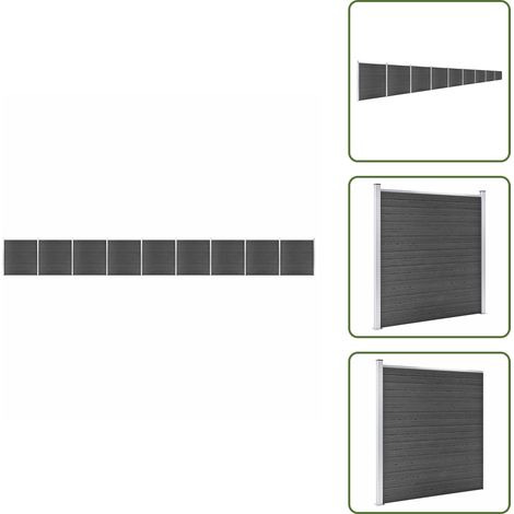 Barriera da giardino - vidaXL Set Pannelli di Recinzione in WPC 1564x186 cm Nero - Recinzione modulare