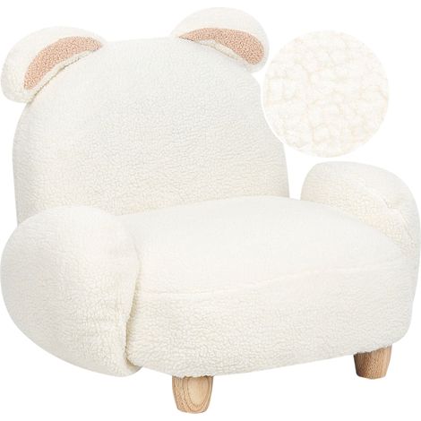 Sillón animales tapicería poliéster diseño forma conejo muebles para niños moderno blanco crema Kanna