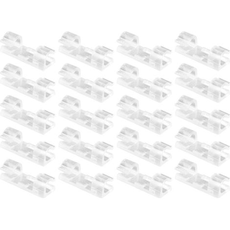 Lot de 20 attaches-câbles, organisateur de câbles auto-adhésif, support de câbles portable, serre-câbles sans clou avec ruban adhésif double face pour bureau, maison, voiture, bureau (1/5)