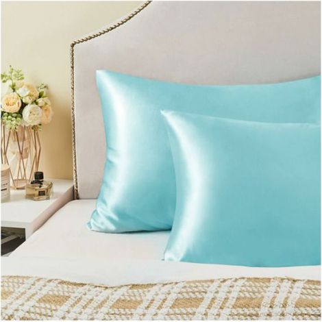 Lot de 2 Taies d’Oreiller Satin 20x26 Pouces – Douces et Respirantes, Anti-Frisottis Cheveux, Soin Peau, Fermeture Enveloppe (1/5)
