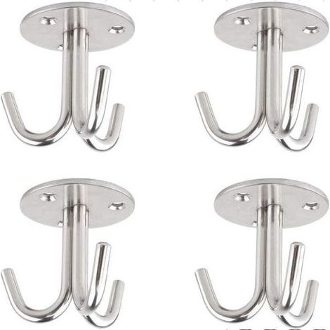 Patère de Fixation au Plafond Crochet, 4 Pièces Crochet en Acier Inoxydable Crochet de Plafond pour Suspension avec Vis Crochet Fixation Plafond Balançoire de Yoga Luminaire Suspendu (1/4)
