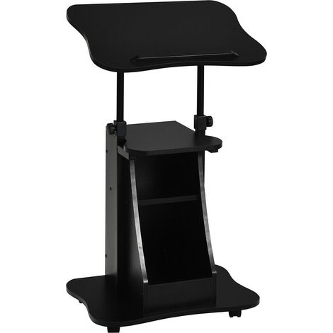 Sit-to-Stand Laptop Desk Cart Height Adjustable with Storage-Black (1/5)