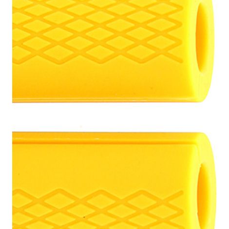 Lot de 2 poignées en silicone antidérapantes pour haltères, épaisses et résistantes, idéales pour la musculation, le développement musculaire et la réduction du stress des mains (jaune). (1/5)