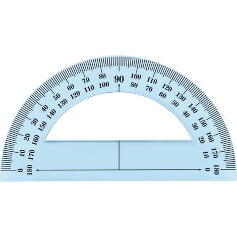 Accessoire de traçage - Rapporteur 180° - Plastique incassable - 12 cm - Couleur bleue