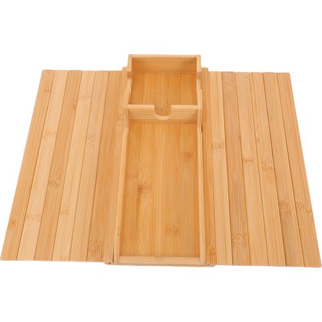 Plateau de bras de canapé en bois avec porte-gobelet amovible, accoudoir de canapé pliable et antidérapant, Table pour boissons, collations, couleur bois originale (1/5)